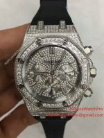 Japan Replica Audemars Piguet Royal Oak Diamond Dial Black Rubber Watch